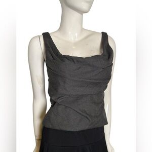 Zara twill dark gray Ruched boned‎ corset Tank Top so L runs small office siren
